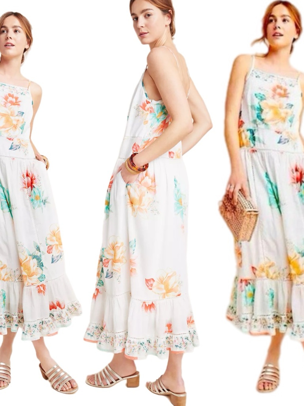 Farm Rio for Anthropologie Lantanas Maxi Dress Extra Small
